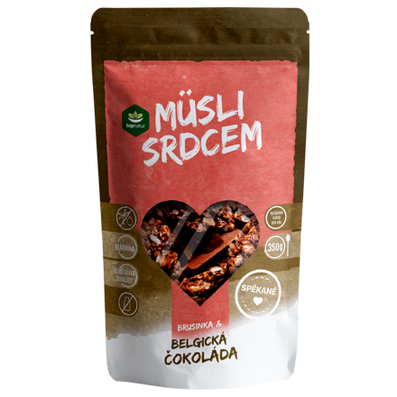 Müsli srdcom Belgická čokoláda & Brusnice