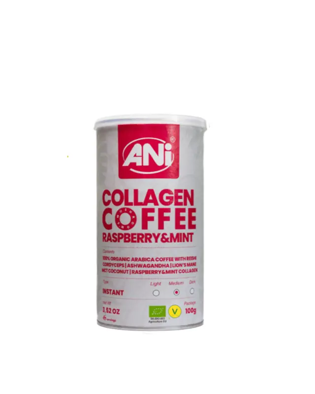 Káva Reishi - Kolagén - Mäta,Malina-Cordyceps - Ashwagandha - Koralovec BIO